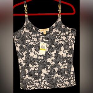 NWT MICHAEL KORS SIGNATURE Floral Black and White Women's Top Medium